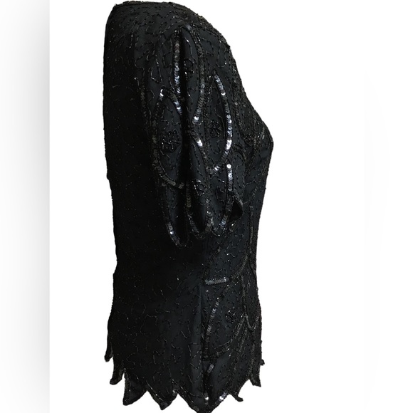Vintage Stenay 100% Silk/Beaded/Sequins Black Top (reduced 5/11 Few loose beads - Picture 6 of 10